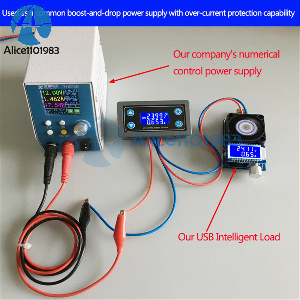 DC 5-30V LCD Adjustable Auto DC-DC Buck Boost Converter Power Supply Module