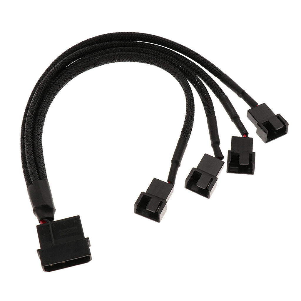 Premium Fans 4 Way Splitter Adapter Cables 4 Pin to 3 Pin 270mm