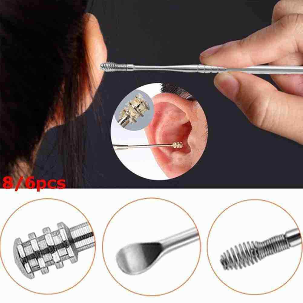 Top Stainless Steel Innovative Spring Ear Wax Cleaner Tool 6PCS/Set