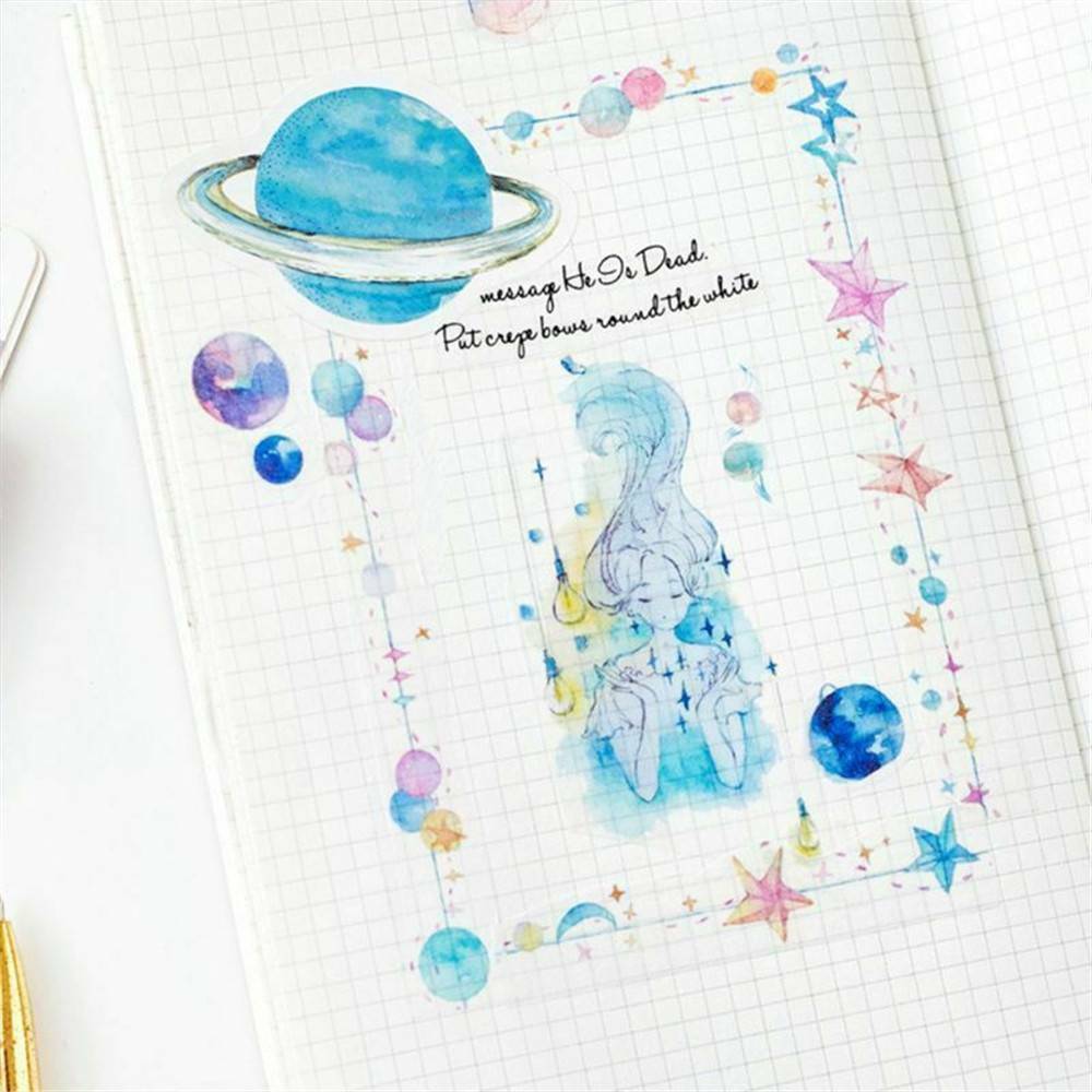 45Pcs/box Planet Stickers Sealing Diary Label DIY Scrapbooking Travel Stickers