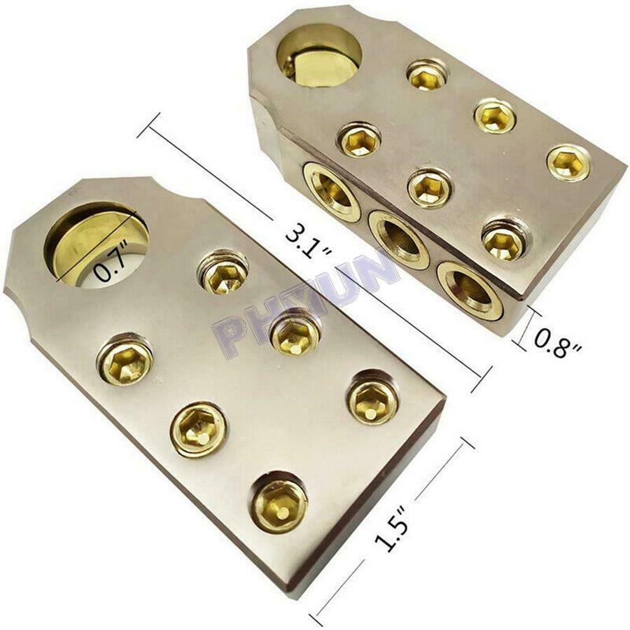 2 Car Truck Battery Terminal Clamp Post 1/0 2/0 AWG Gauge Positive Negative Port