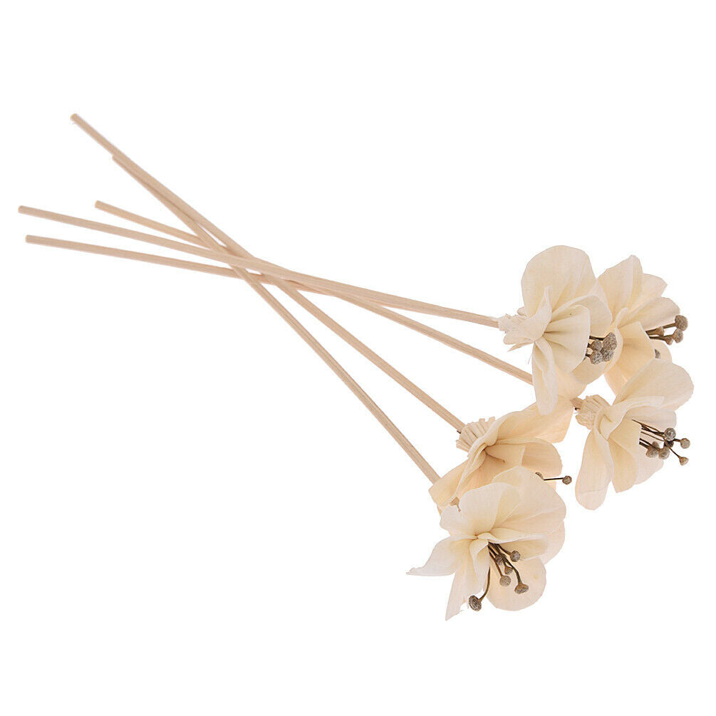 5x Flowers Diffuser Rattan Reed Incense No Fire Replacement Refill Sticks Decor