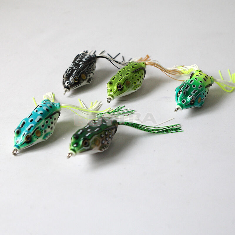 5 Pcs Toad Soft Plastic Hollow Fishing Lure Crankbait Hooks Bass Bait Frog DD