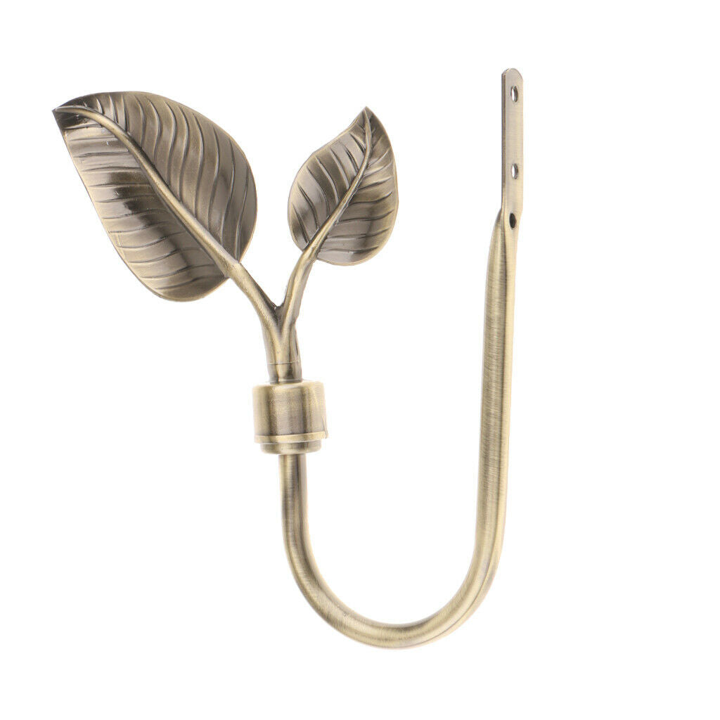 2piece U Shape Metal Leaf Curtain Hook Window Drapery Tieback Hanger  Bronze
