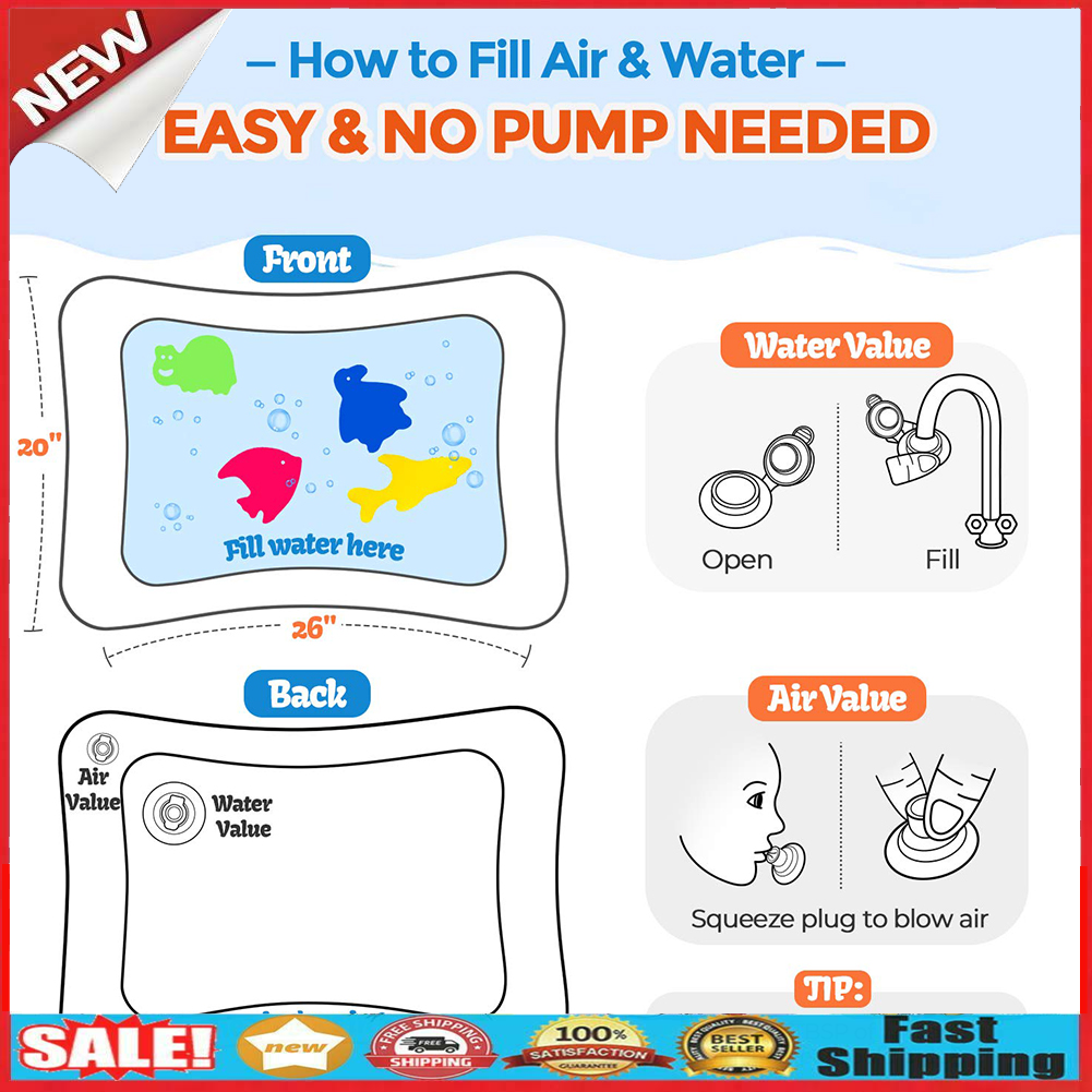 Summer Infant Ice Patted Cushion Baby Inflatable Water Mat Educational Toys @