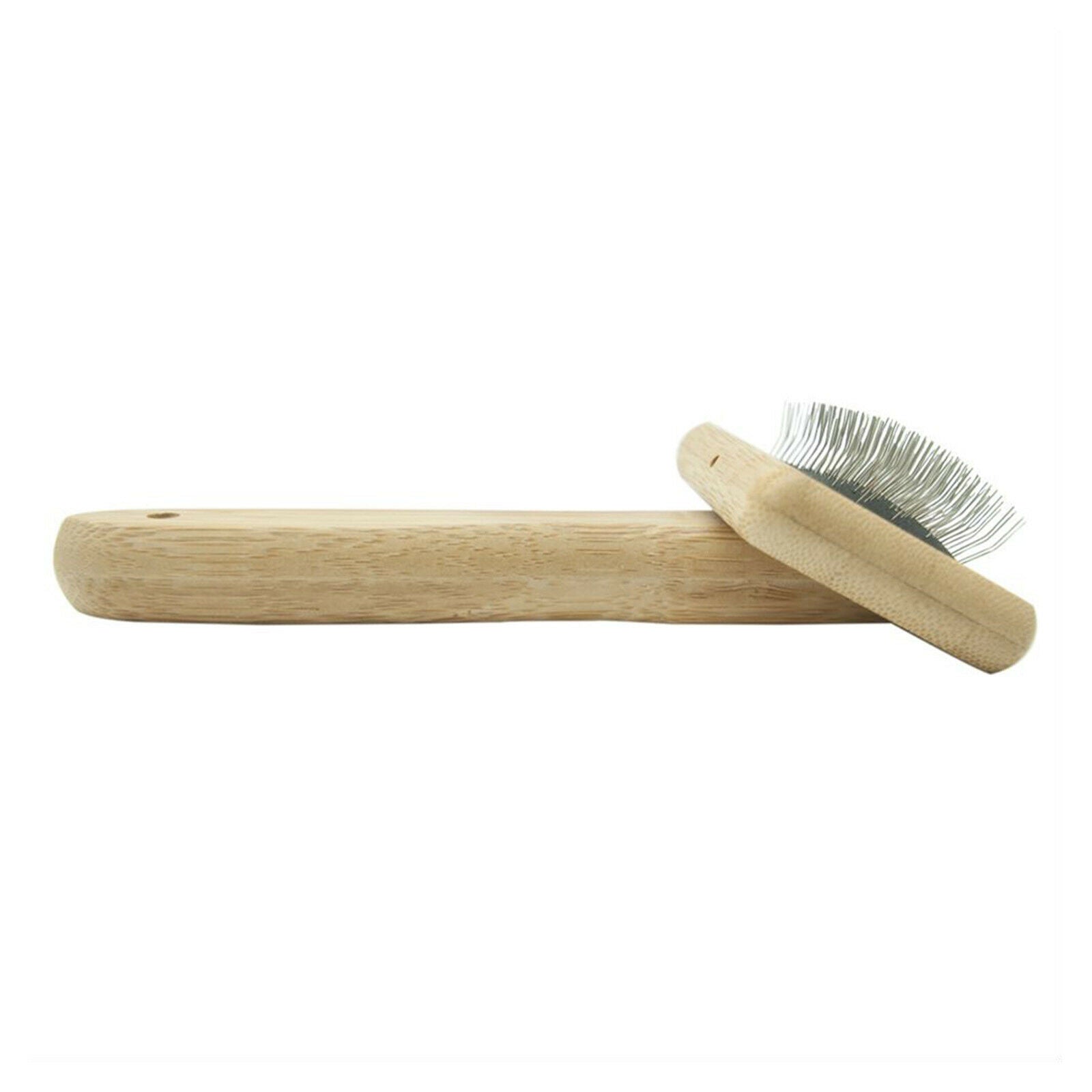 Pet Dog Cat Wooden Handle Metal Wire Grooming Hair Brush Comb for Rug Fur