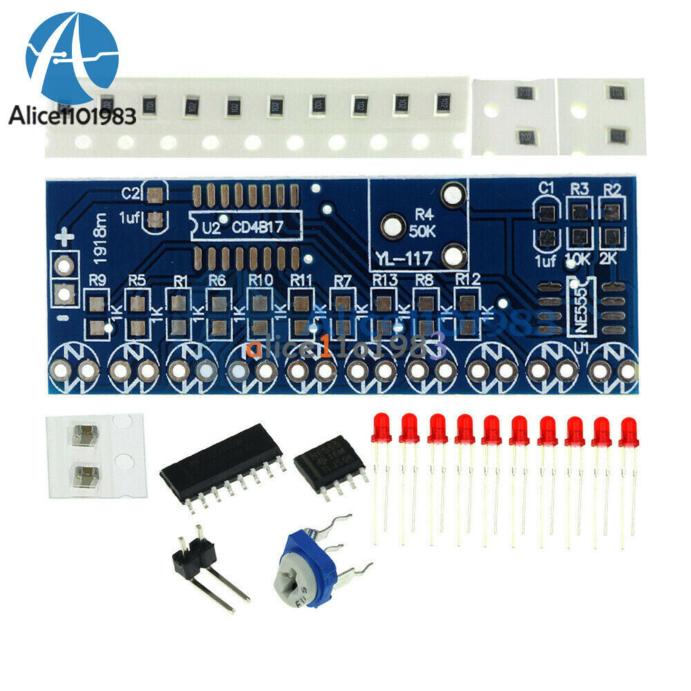 NE555+CD4017 Running LED Flow LED Light Electronic Production Suite DIY Kit