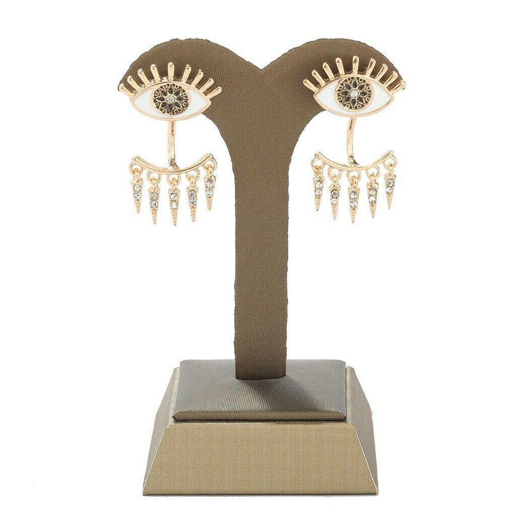 Crystal Rhinestone Golden Eyes Stud Earrings Personality Earrings for Gifts