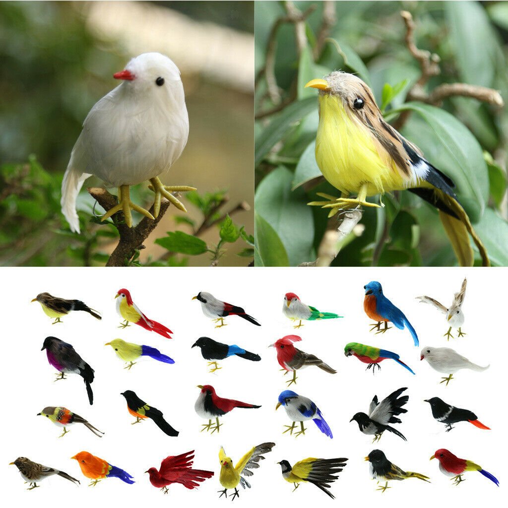 2 X Micro DIY Artificial Feathered Bird Sparrow