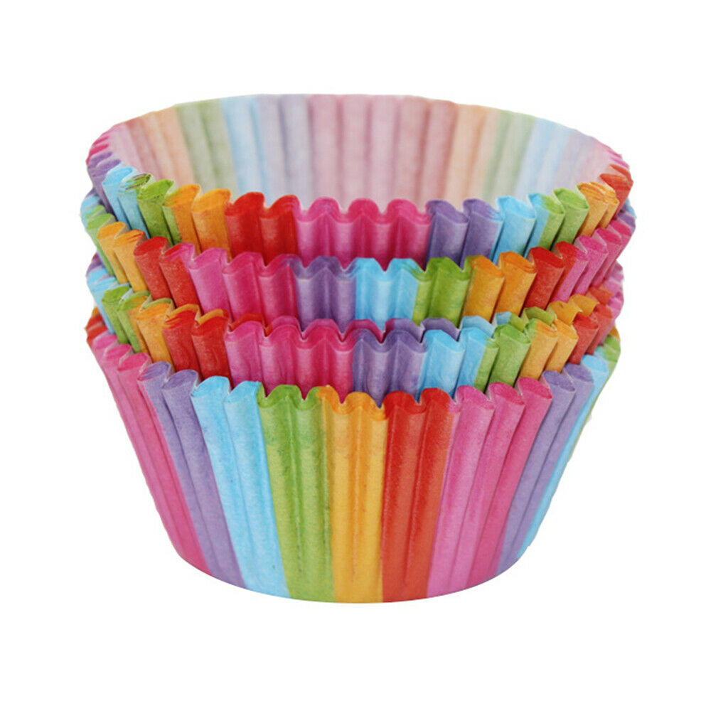 100 Pieces Rainbow Color Cupcake Baking Paper Cup Muffin Liners Standard Size