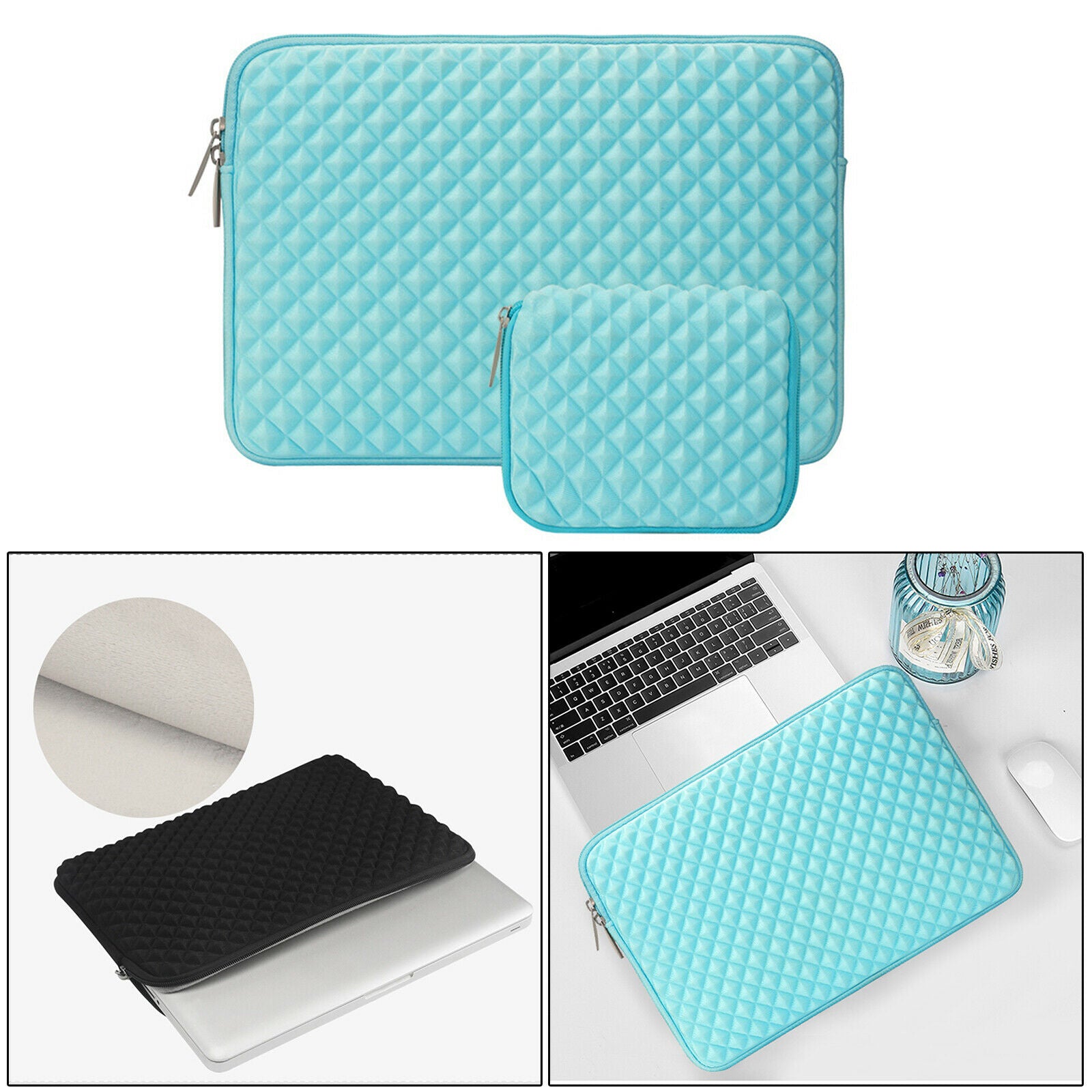 Laptop Sleeve Compatible Neoprene Bag Cover With Small Case Blue 13.3inch