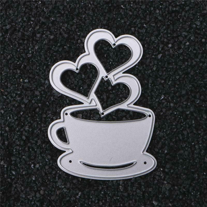 Heart Coffee Cutting Dies Stencils Scrapbook Album Paper Cards Embossing Craft