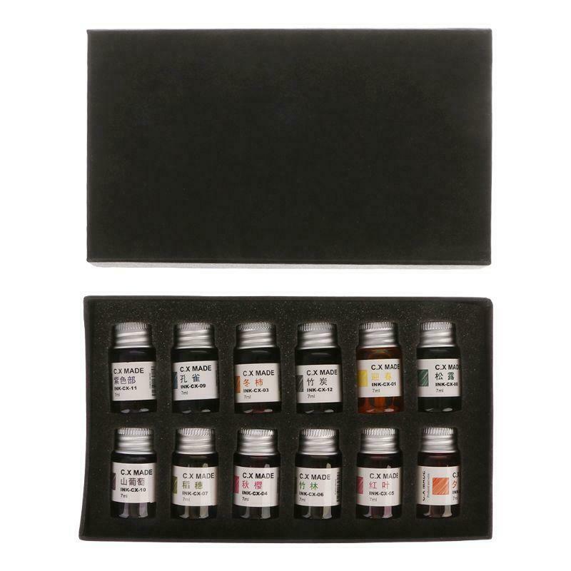12 Bottle 7ml Ink Set For Signature Glass Dip Sign Style Pen Fountain Pen Water