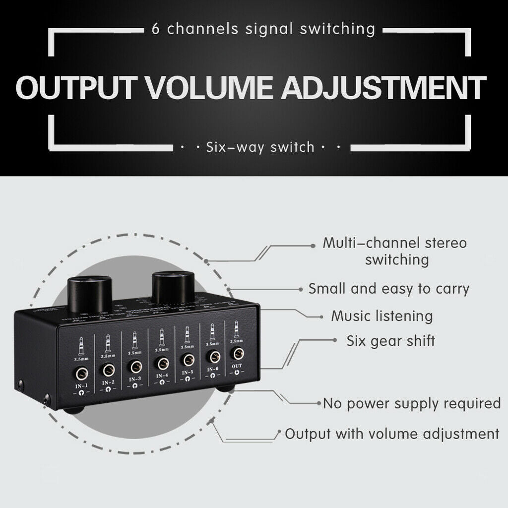 6 in 1 out volume control for selecting the audio signal switch