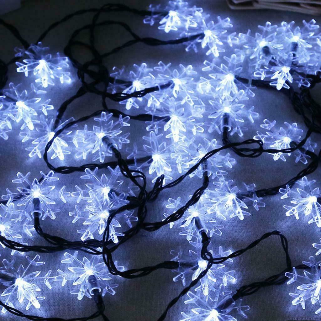 Solar Powered String Lights,Snowflake Seasonal Decorative Fairy Lights White
