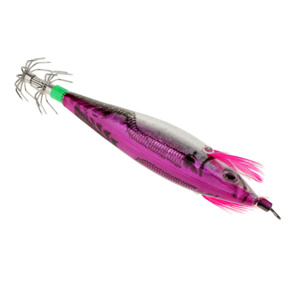 2X Hard Plastic Glow Tail Saltwater Fishing Lure Octopus Squid Jig Hook Pink