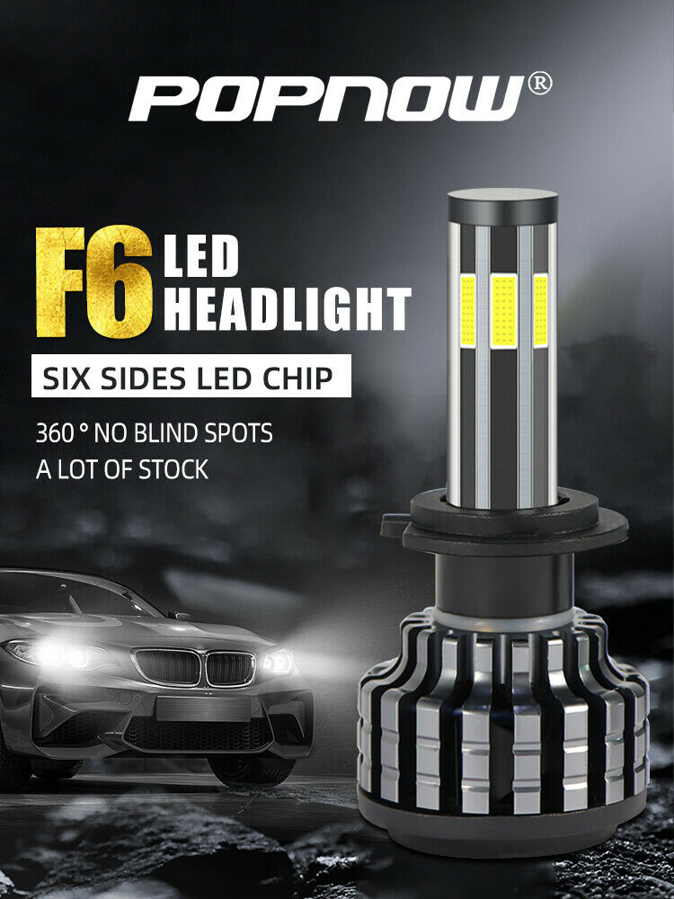 2X Auto H8 H9 H11 6-sides Led Headlights Headlamps 90W/Set 16000LM 6000K White
