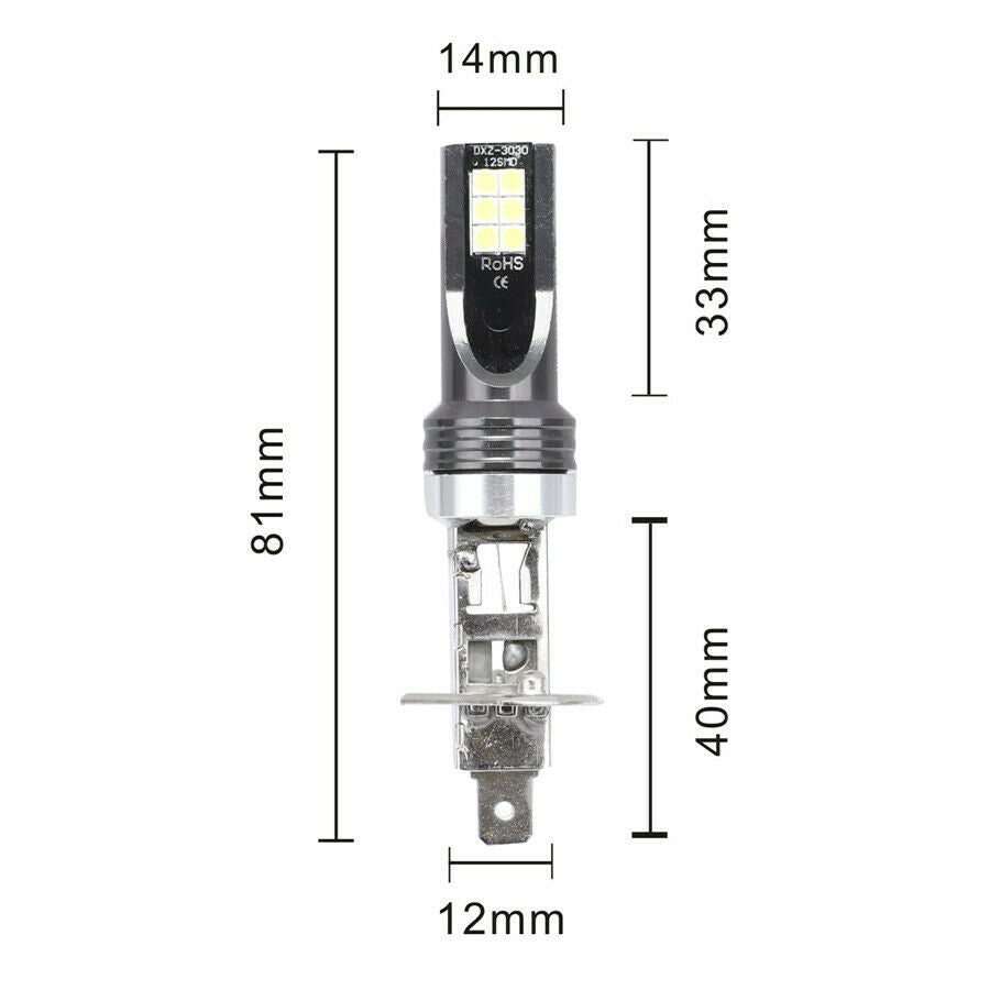2x H1 Car Daytime Running Light 6000K Xenon White 110W 20000LM DRL Fog Lamp Bulb