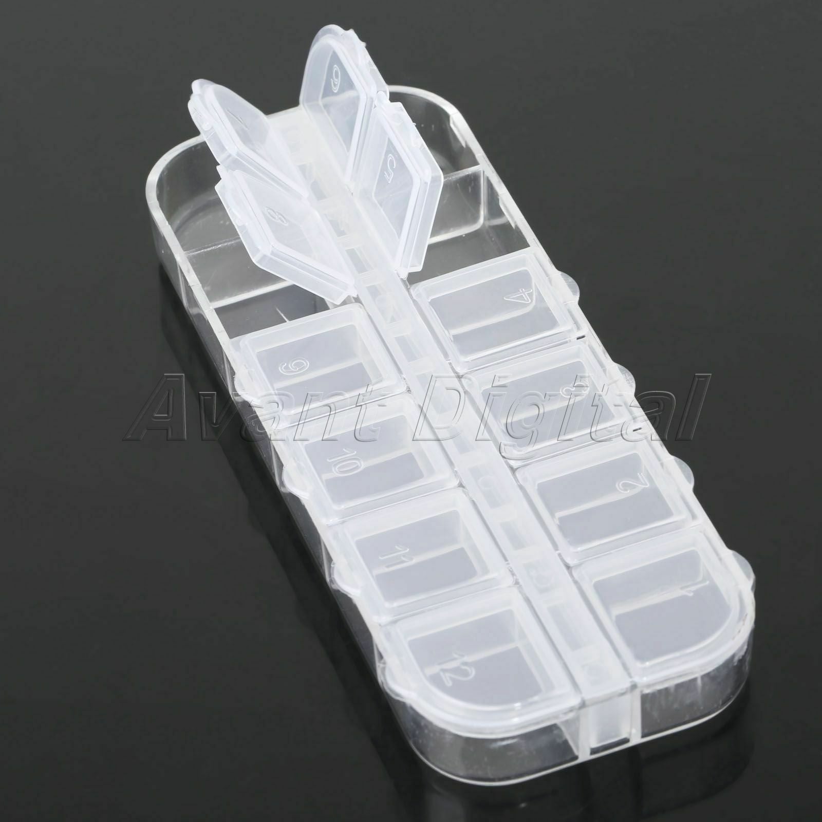 12 Slots Portable Clear Plastic Storage Holder Jewellery Bead Organizer Box Case
