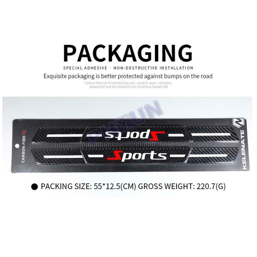 4x Universal Car Door Scuff Sill Cover Panel Step Protector Trim Carbon Fiber