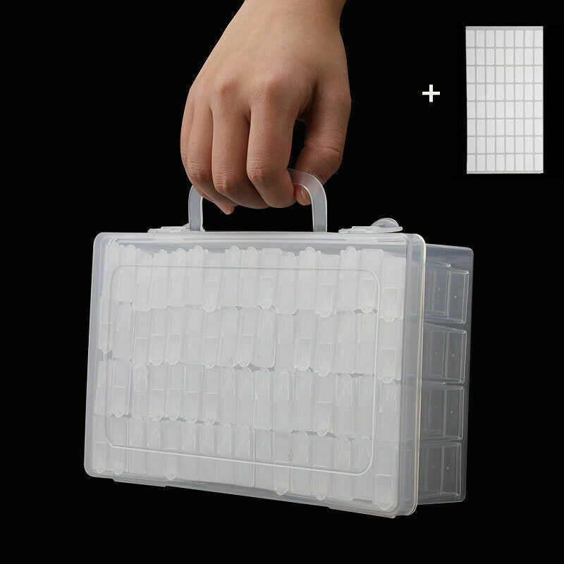 64x Diamond Painting Drill Storage Box Jewelry Beads Container with Labels Craft
