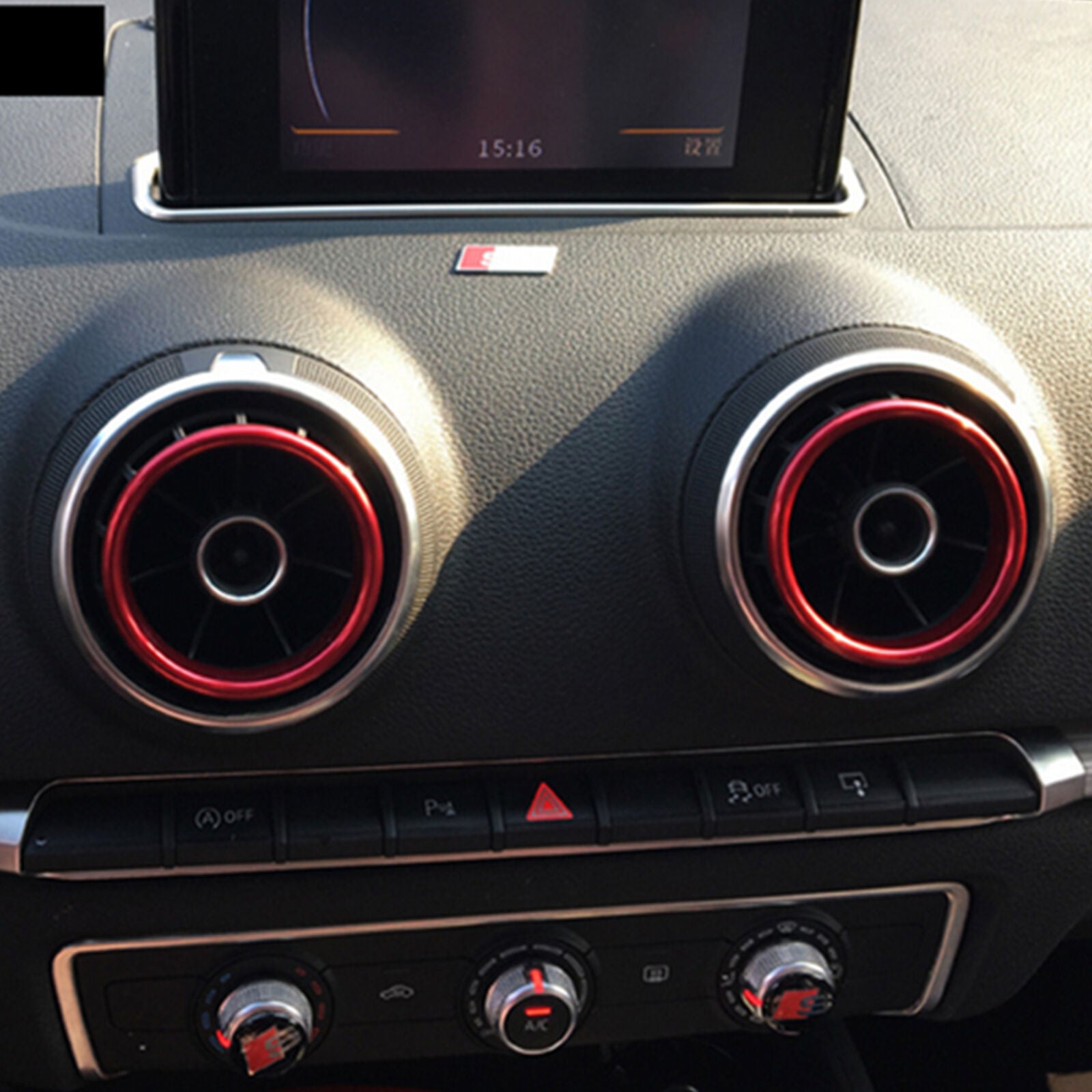 For Audi A3 S3 Red Interior Console Air Vent Outlet Ring Cover 4pcs 2014-2019