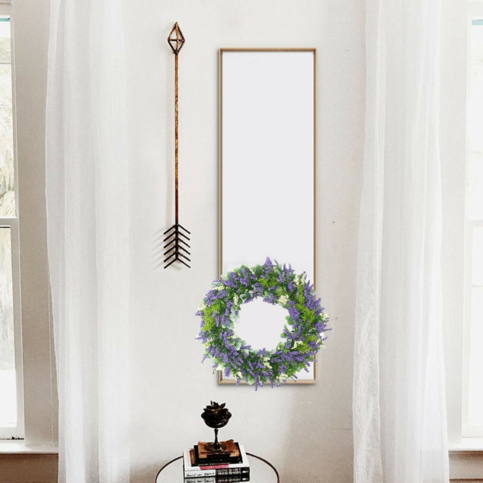 16'' Artificial Lavender Wreath Front Door Wall Window Garland Wedding Decor