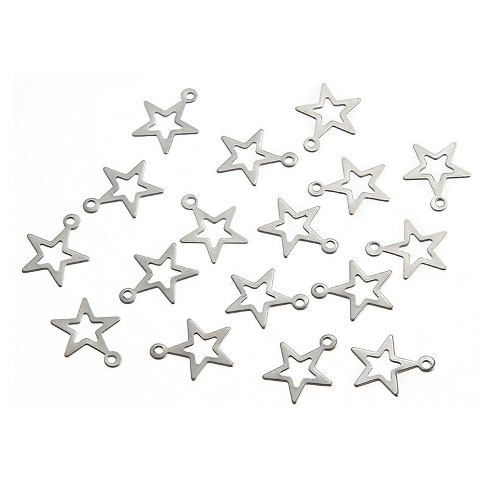10pcs Stainless Steel Handmade Charms Star Charm Pendants for DIY Jewelry Making