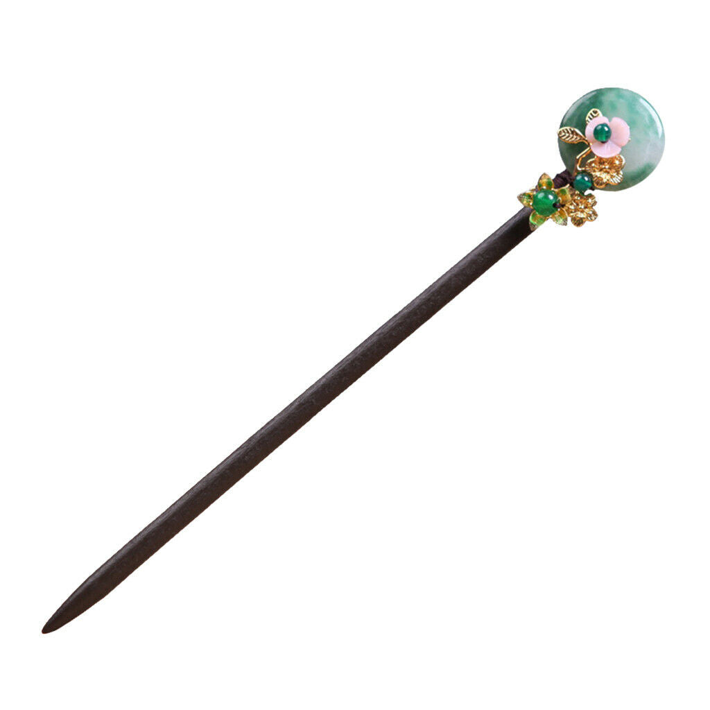 Styling Wood Jade Flower Hair Stick Hair Sticks