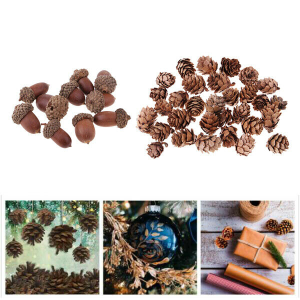 120pcs Rustic Acorn Pine Cones Party Wreath Garland Xmas Embellishments