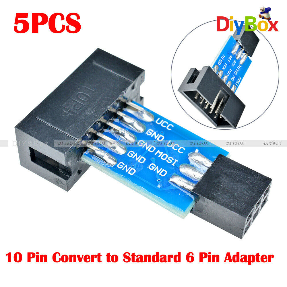 5PCS ATMEL AVRISP STK500 USBASP Adapter Board USB 10 Pin to 6 Pin Adapter - Blue