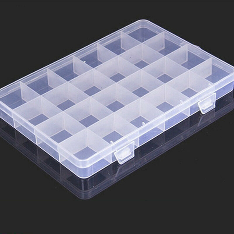 24 Grids Plastic Storage Box Transparent Organizer Beads Jewelry Coins Holder