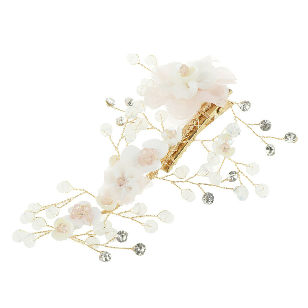 Handmade Flower Manual Alloy Rhinestone Hairpin Women Golden Tiaras