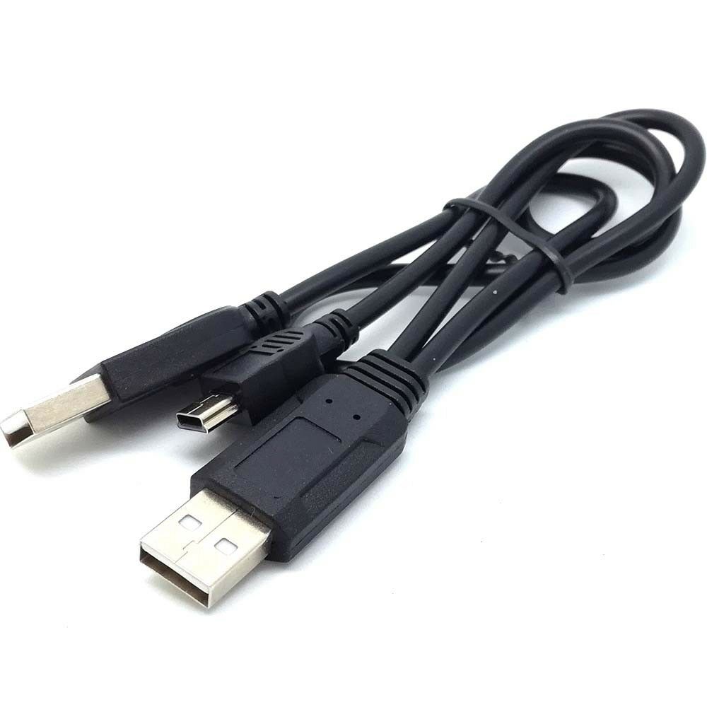 USB 2.0 A male to A Male + Mini 5pin Male Data Power Y Cable HDD Hard Drive TT