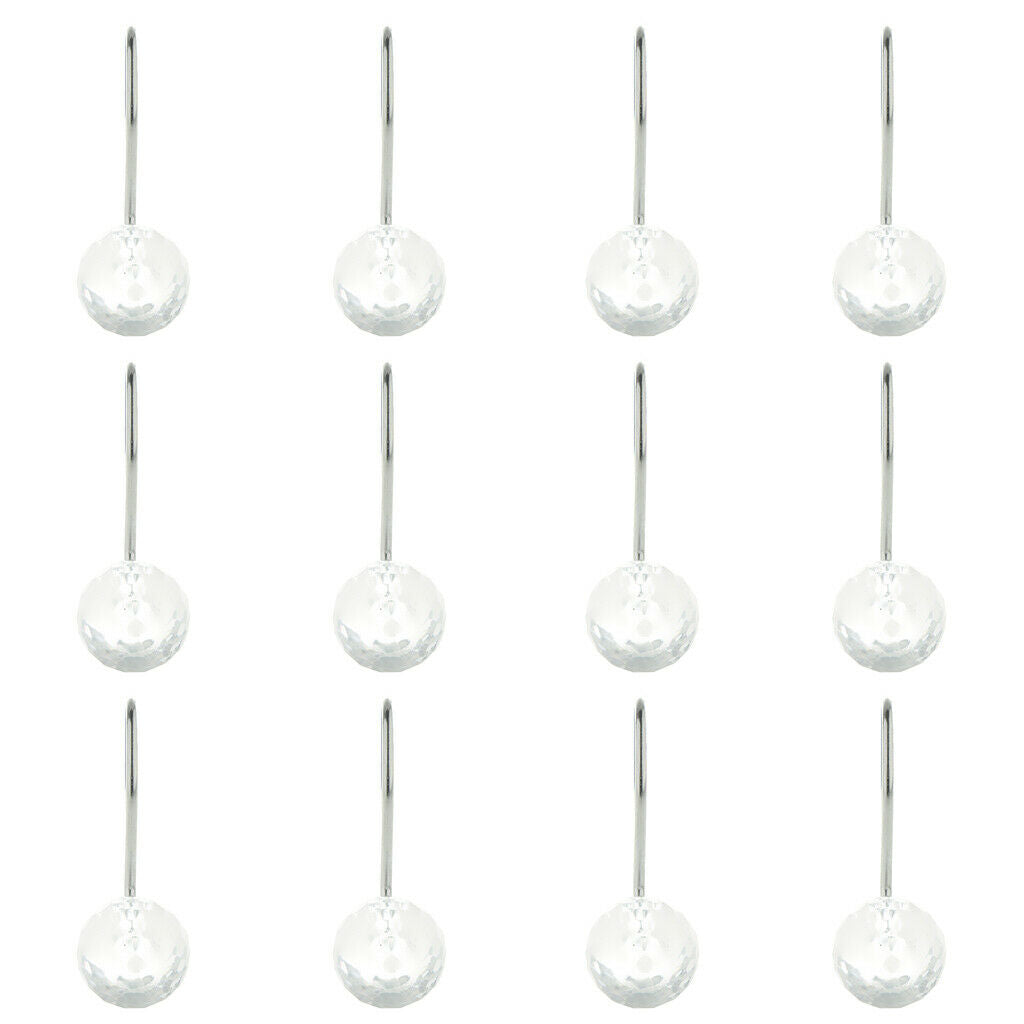 Acrylic Ball Curtain Hooks Rings Rustproof Metal Hook   for Shower Curtains /