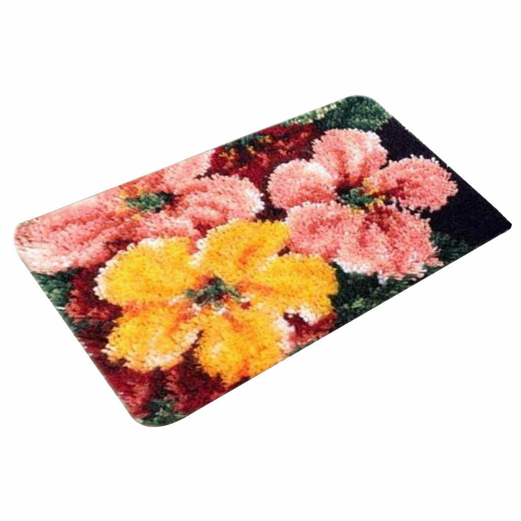 DIY Latch Hook Rugs Kits Cushion Carpet Mat Cover Hand Craft Flower Embroidery