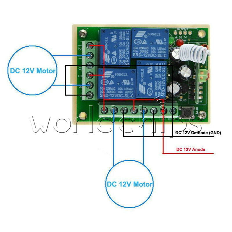 DC12V 4 Channel Relay module remote controller switch RF receiver & Transmitter