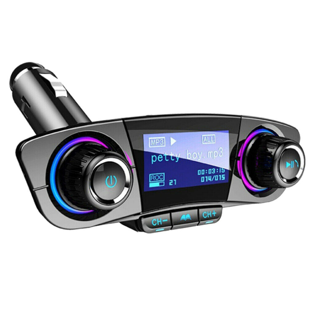 Black Car Bluetooth FM Transmitter Adapter Dual USB Charger Audio Speaker