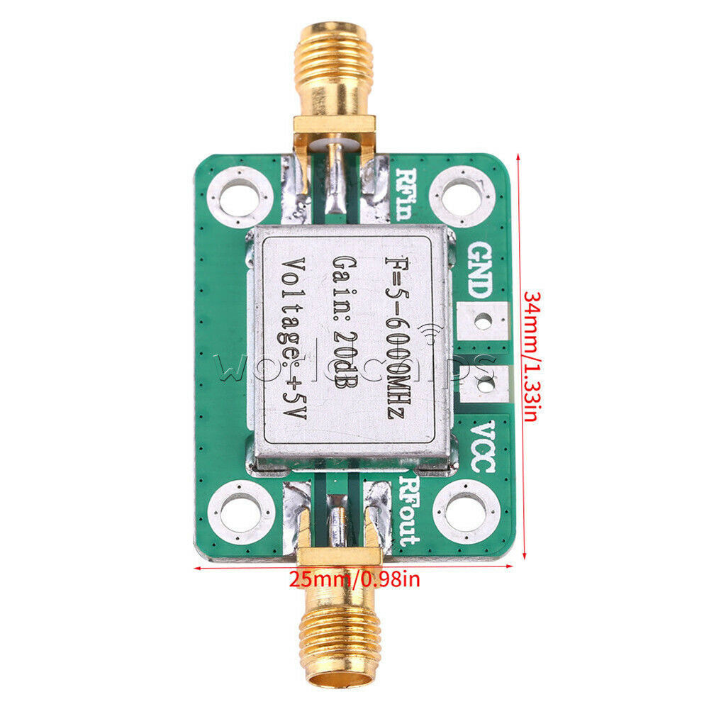 5M~6GHz 5V DCÂ RF Broadband Signal Amplifier Board Gain 20dB Power Module