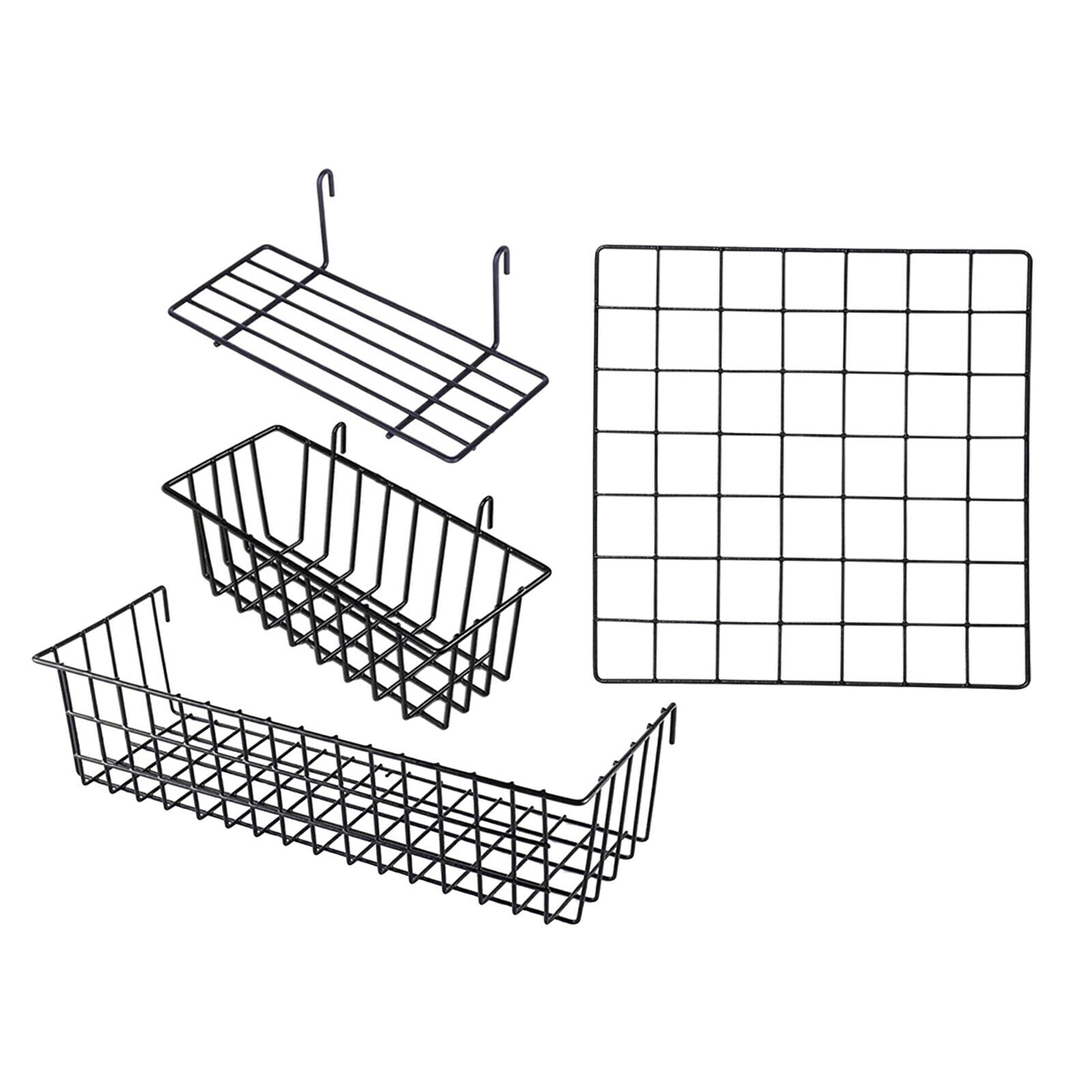 4Pcs Wall Grid Panel Basket Picture Display Memo Board Bedroom Cubicle
