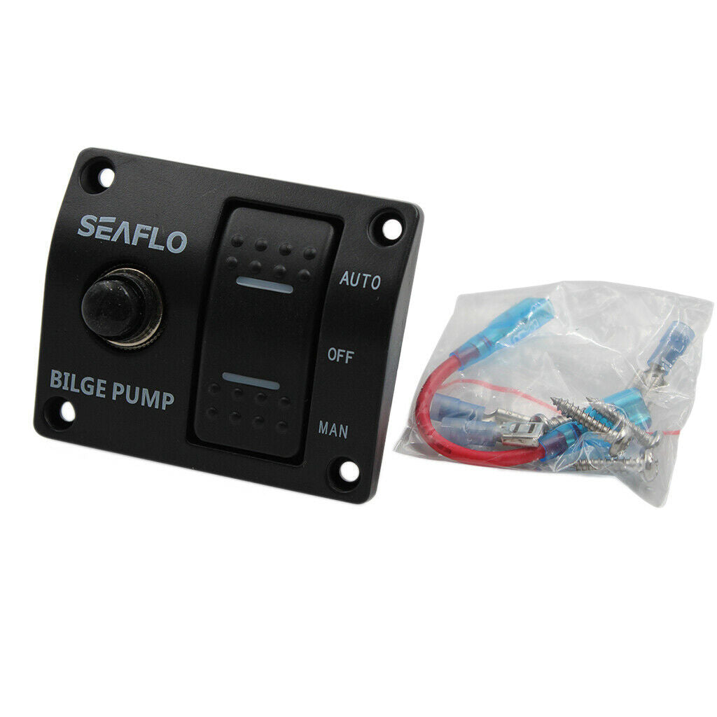 Seaflo Three-Way Bilge Pump Switch Aluminum Panel Automatic Off/Manual 12V & 24V