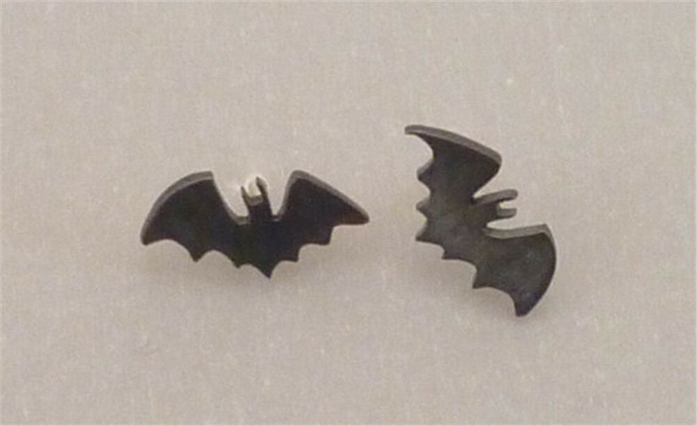 Mini Black Punk Gothic Bat Batman Ear Studs Earring Halloween Women Jewelry Gift