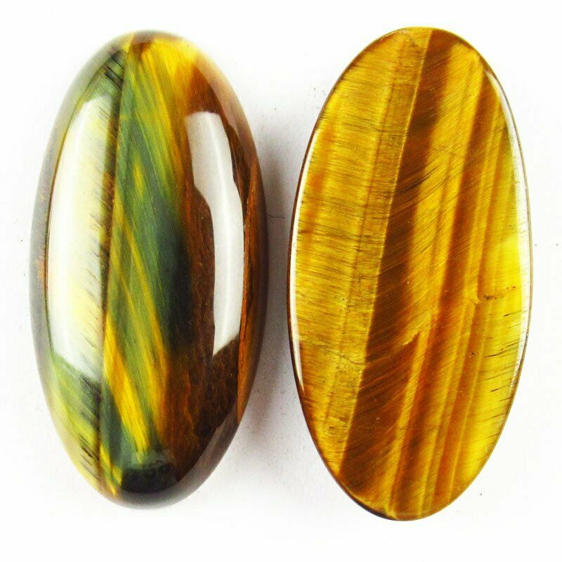 8pcs 30x15x6mm Natural Yellow Tiger Eye Gem 33g Oval Cab Cabochon A-309JM