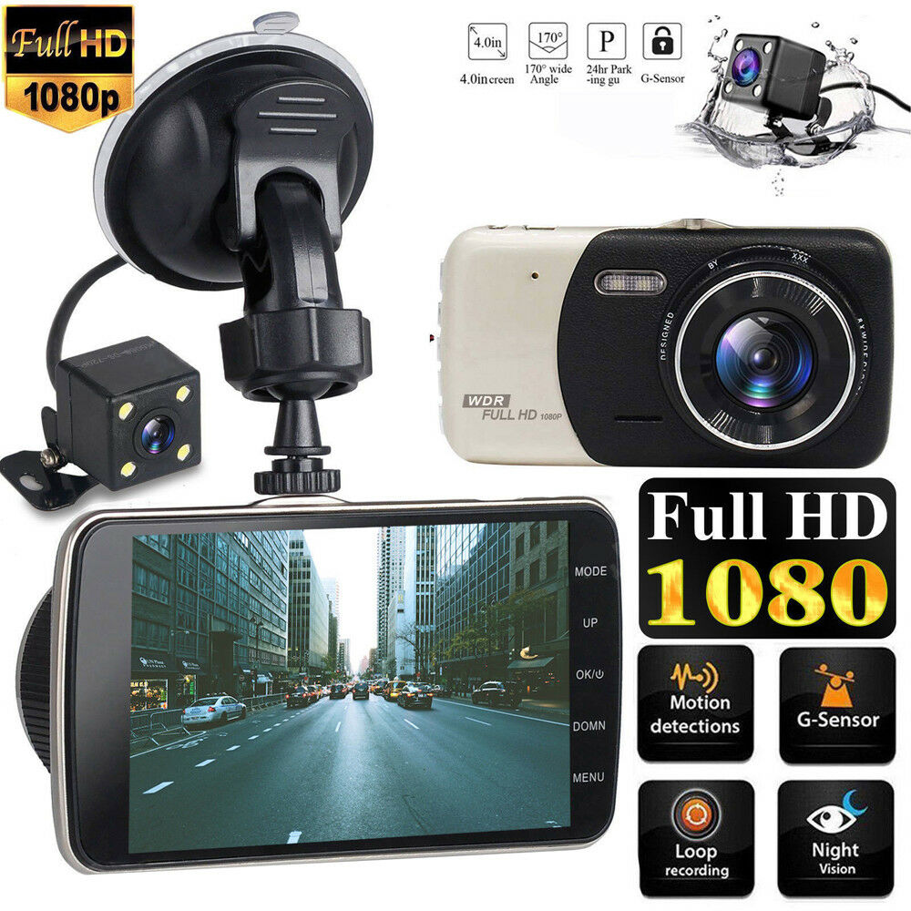 4" 1080P FHD 170Â° WDR Car DVR Dual Lens Dash Cam Camera Video Recorder Camcorder