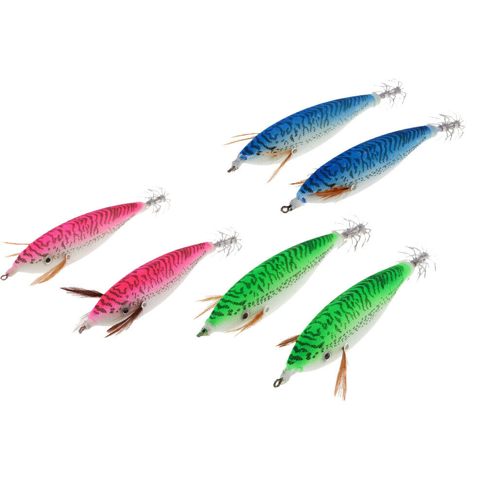 6pcs Luminous Hard Fishing Lures Simulation Prawn Squid Lure Hooks Tackle