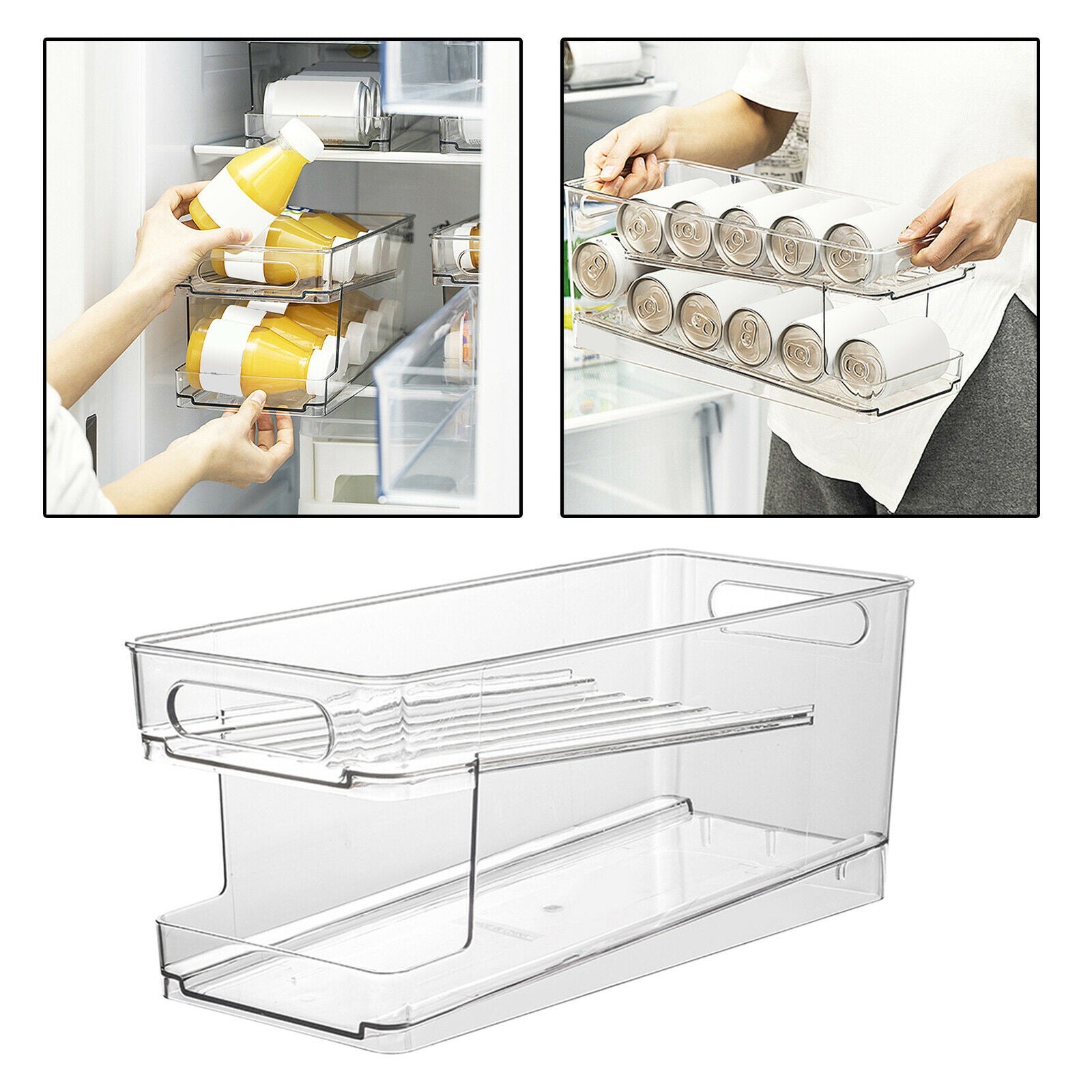 Freezer Cans Storage Box Drink Beers Soda Transparent Containers Household