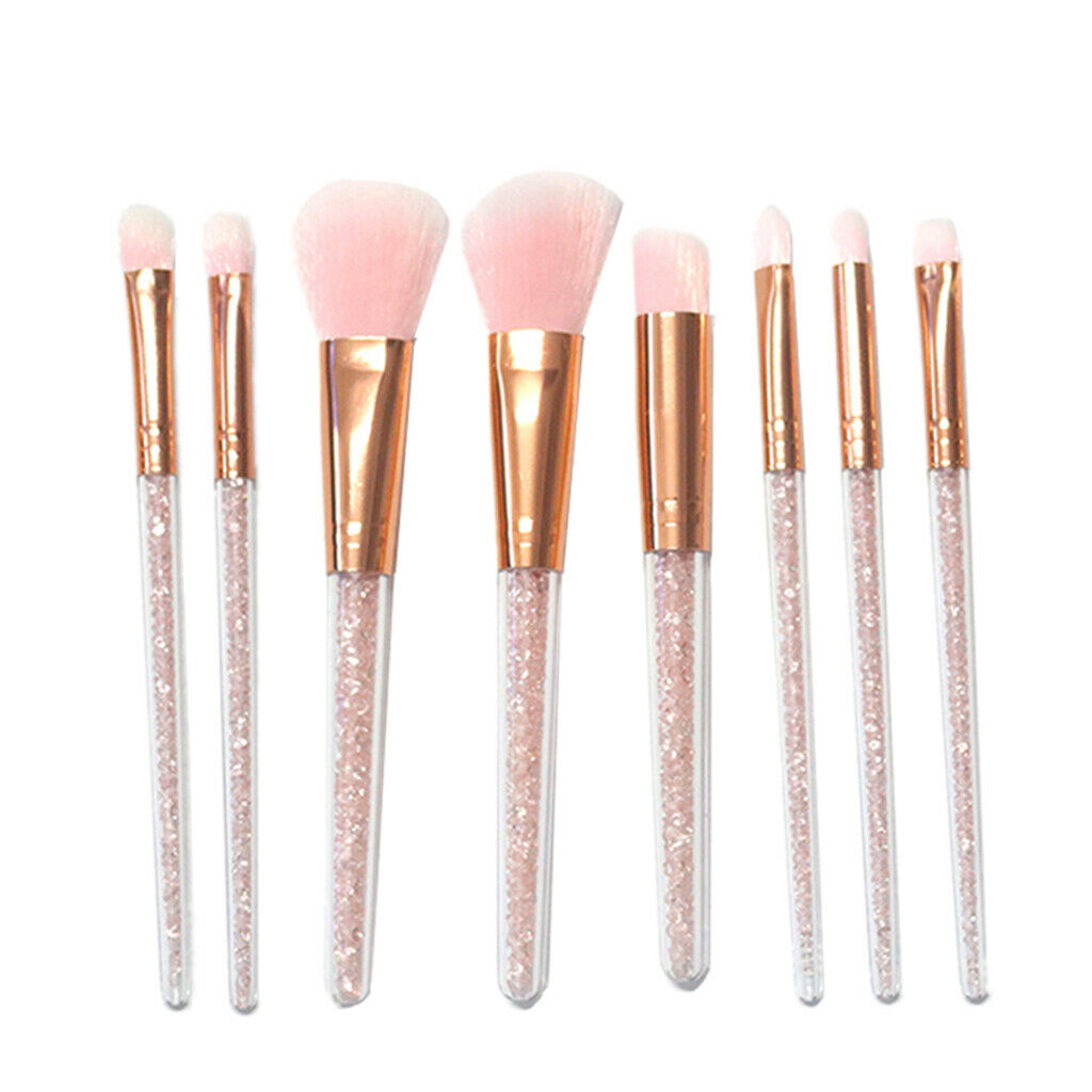 8 Piece Facial Cosmetics Eyeshadow Eyeliner Eyebrow Blush Makeup Brushes Set