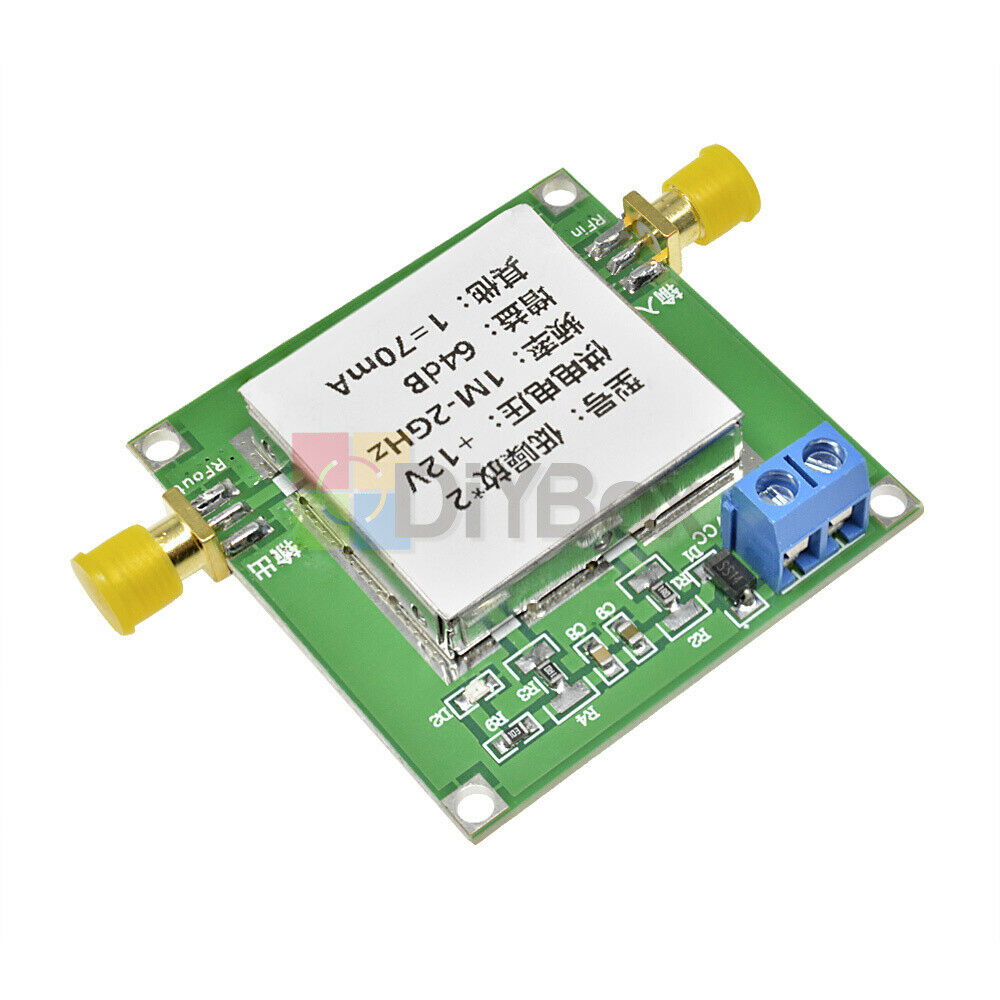 1MHz-2GHz 64dB Gain LNA RF Amplifier Module Broadband Low Noise HF VHF UHF DC12V