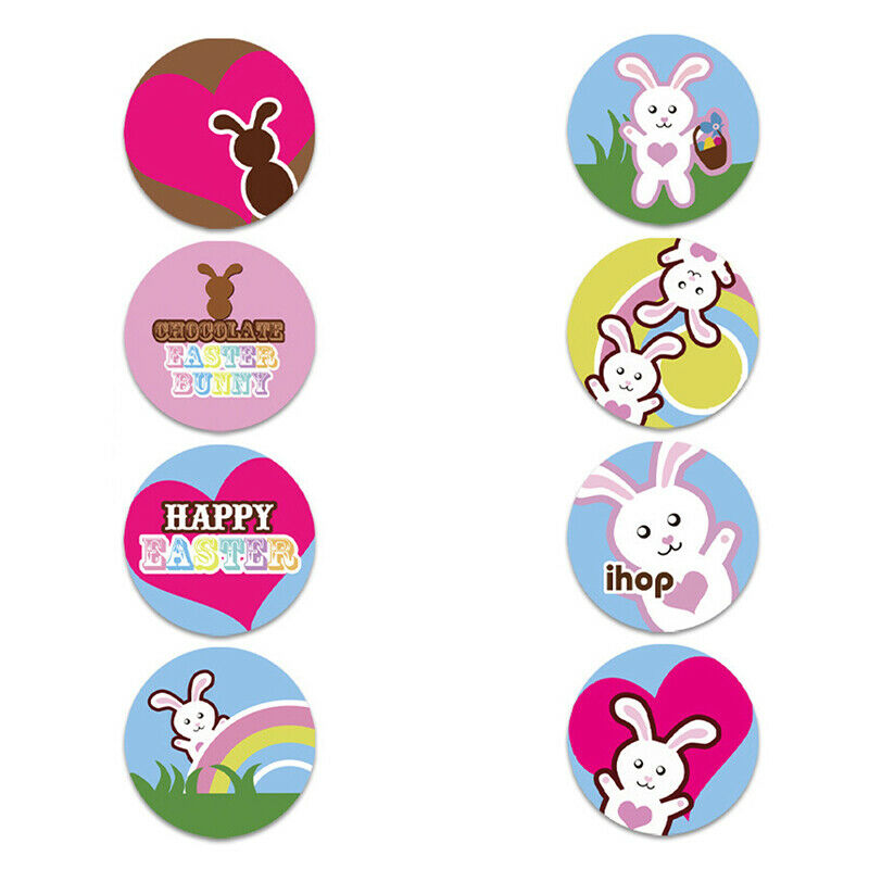 500pcs/set Round Rabbit Bunny Happy Easter Stickers For Gift B.l8