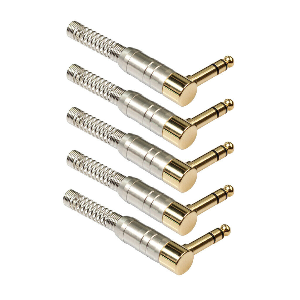 5pcs 6.35mm   Plugs Aux Male Plugs Right Angle, for Electric Guitar Speaker
